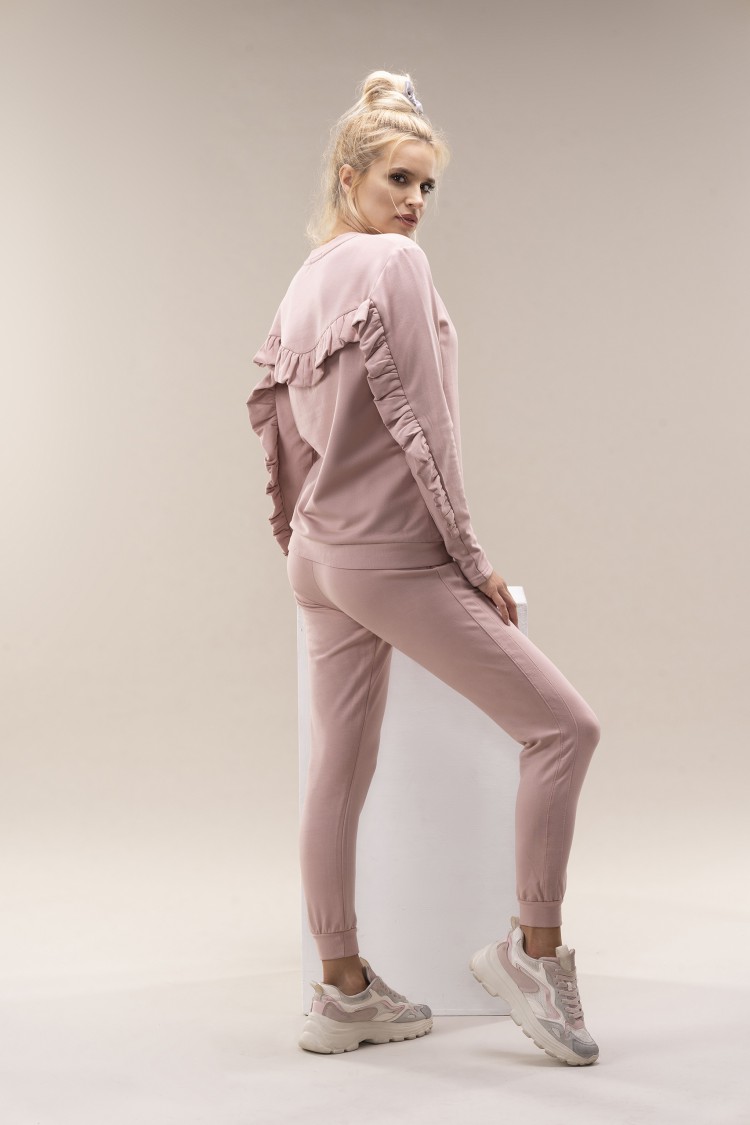 Bluzka z falbanką pink powder